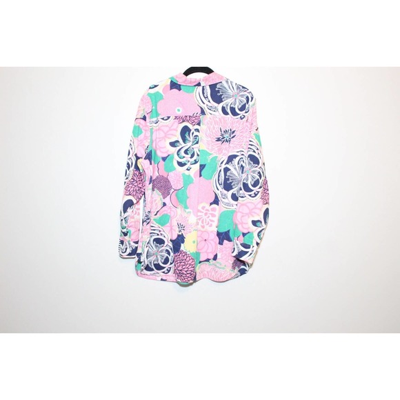 Talbots Floral Popover Textured Lightweight Top Pink Women's Plus Size 2X H14153 - Picture 10 of 12